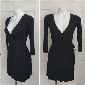 Forever 21 ribbed faux wrap 3/4 sleeves dress sz S